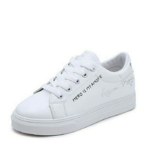 Low Top White Slogan Sneakers